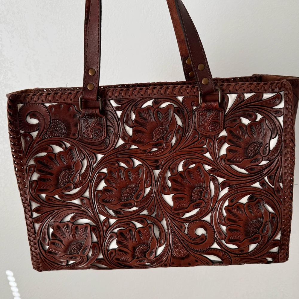 Tooled leather purse